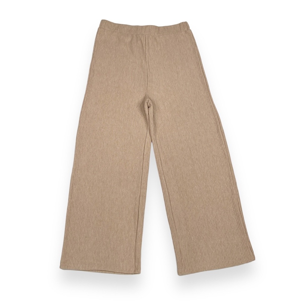 Alex Marie Pants Women Large Brown Wide Leg Elastic Waist Knit Crop Pull On NWT